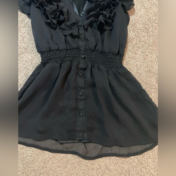 H&M black ruffle peplum top size 2 - Picture 4 of 8